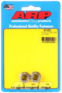 ARP 10mm X 1.00 Thread, 12mm Socket (2-Pack) 12-Point Nut, Polished S/S AR401-8331 Autofit