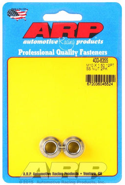 ARP 10mm X 1.50 Thread, 12mm Socket (2-Pack) 12-Point Nut, Polished S/S AR400-8355 Autofit