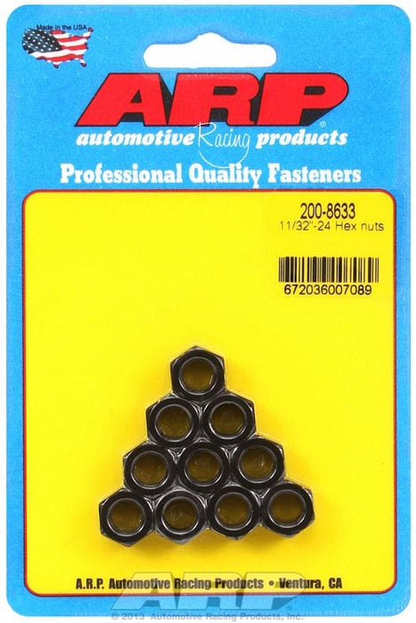 ARP 11/32" UNF Thread x 1/2" Socket (10-Pack) Hex Nut With Flange, Chrome Moly AR200-8633 Autofit
