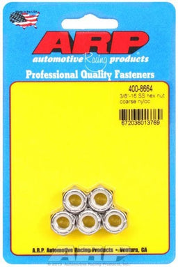 ARP 3/8" UNC Thread (5-Pack) S/S Hex Nyloc Nuts AR400-8664 Autofit
