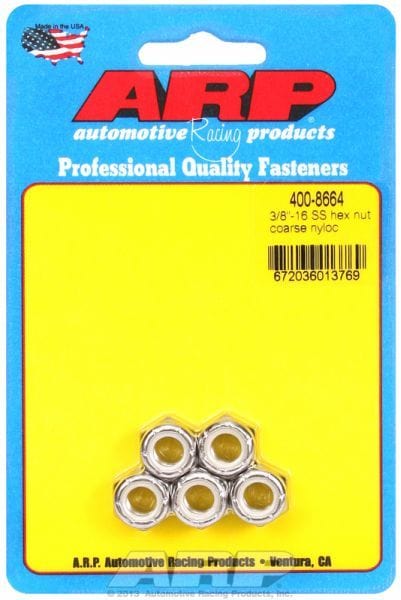 ARP 3/8" UNC Thread (5-Pack) S/S Hex Nyloc Nuts AR400-8664 Autofit