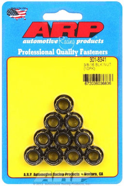 ARP 3/8" UNC Thread, 7/16" Socket (10-Pack) 12-Point Nut, Chrome Moly Black Oxide AR301-8341 Autofit