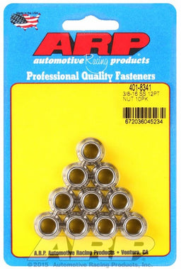 ARP 3/8" UNC Thread, 7/16" Socket (10 Pack) 12-Point Nut, Polished S/S AR401-8341 Autofit