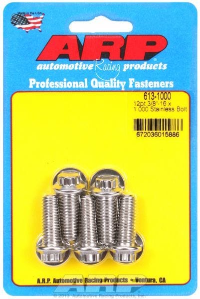 ARP 3/8" UNC x 1.000" UHL With 3/8" Socket Head 5-Pack Bolt Kit, 12-Point Head S/S AR613-1000 Autofit