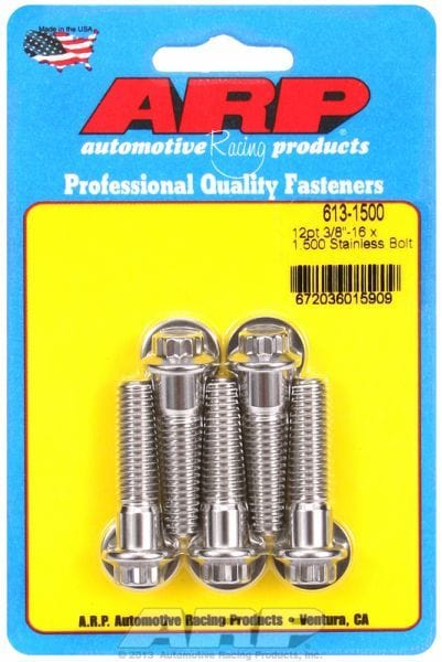 ARP 3/8" UNC x 1.500" UHL With 3/8" Socket Head 5-Pack Bolt Kit, 12-Point Head S/S AR613-1500 Autofit