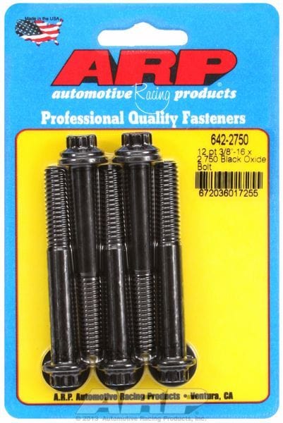 ARP 3/8" UNC x 2.750" UHL With 3/8" Socket Head 5-Pack Bolt Kit, 12-Point Head Black Oxide AR642-2750 Autofit