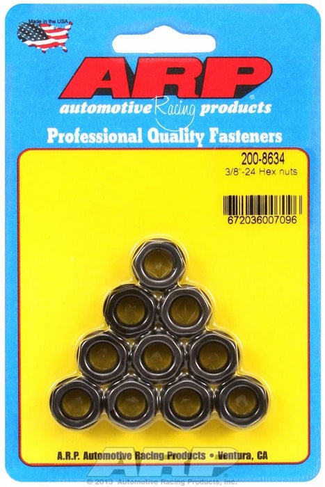 ARP 3/8" UNF Thread x 9/16" Socket (10-Pack) Hex Nut With Flange, Chrome Moly AR200-8634 Autofit