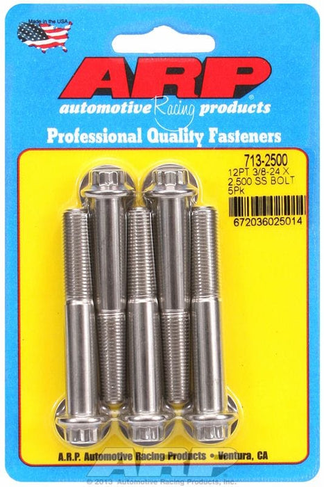 ARP 3/8" UNF x 2.500" UHL With 3/8" Socket Head 5-Pack Bolt Kit, 12-Point Head S/S AR713-2500 Autofit