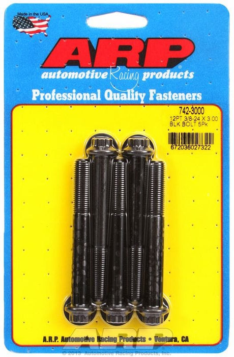 ARP 3/8" UNF x 3.000" UHL With 3/8" Socket Head 5-Pack Bolt Kit, 12-Point Head Black Oxide AR742-3000 Autofit