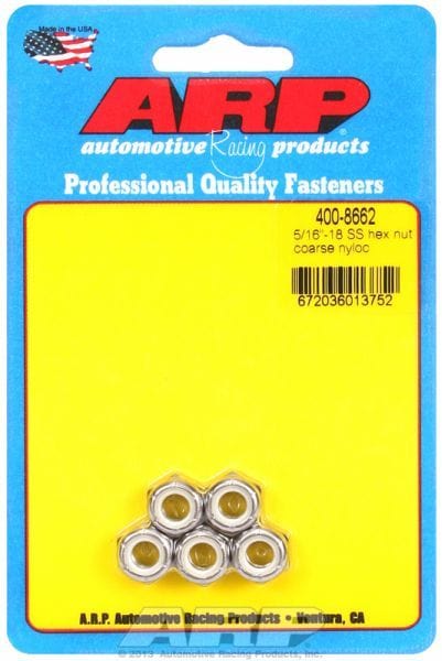 ARP 5/16" UNC Thread (5-Pack) S/S Hex Nyloc Nuts AR400-8662 Autofit