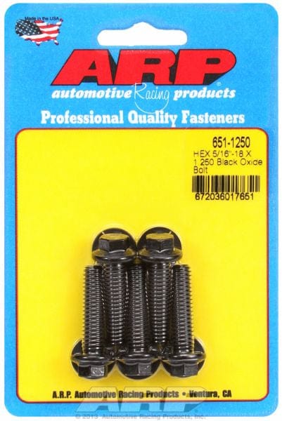 ARP 5/16" UNC x 1.250" UHL With 3/8" Socket Head 5-Pack Bolt Kit, Hex Head Black Oxide AR651-1250 Autofit