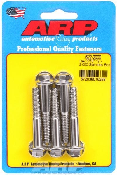 ARP 5/16" UNC x 2.000" UHL With 3/8" Socket 5-Pack Bolt Kit, Hex Head S/S AR622-2000 Autofit