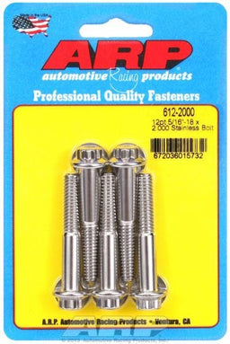 ARP 5/16" UNC x 2.000" UHL With 3/8" Socket Head 5-Pack Bolt Kit, 12-Point Head S/S AR612-2000 Autofit