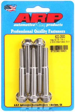 ARP 5/16" UNC x 2.500" UHL With 3/8" Socket 5-Pack Bolt Kit, Hex Head S/S AR622-2500 Autofit