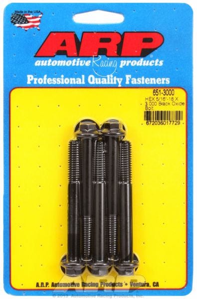 ARP 5/16" UNC x 3.000" UHL With 3/8" Socket Head 5-Pack Bolt Kit, Hex Head Black Oxide AR651-3000 Autofit