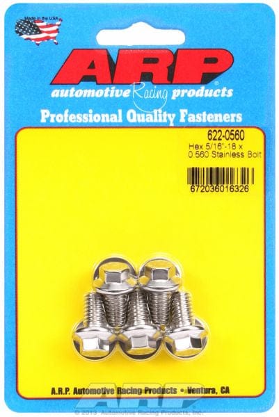 ARP 5/16" UNC x .560" UHL With 3/8" Socket 5-Pack Bolt Kit, Hex Head S/S AR622-0560 Autofit
