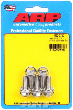 ARP 5/16" UNC x .750" UHL With 3/8" Socket 5-Pack Bolt Kit, Hex Head S/S AR622-0750 Autofit