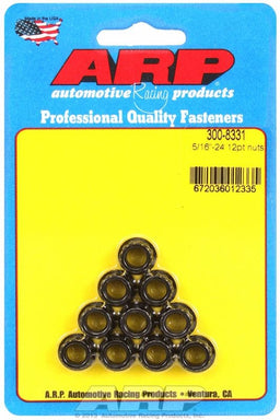 ARP 5/16" UNF Thread, 3/8" Socket (10-Pack) 12-Point Nut, Chrome Moly Black Oxide AR300-8331 Autofit