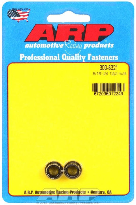 ARP 5/16" UNF Thread, 3/8" Socket (2-Pack) 12-Point Nut, Chrome Moly Black Oxide AR300-8321 Autofit