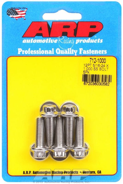 ARP 5/16" UNF x 1.000" UHL With 3/8" Socket Head 5-Pack Bolt Kit, 12-Point Head S/S AR712-1000 Autofit