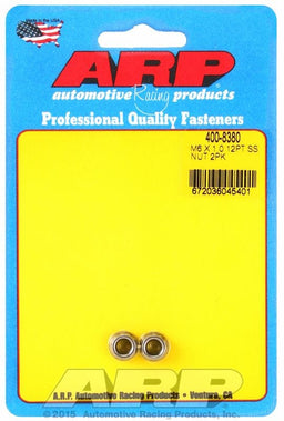 ARP 6mm X 1.00 Thread, 8mm Socket (2-Pack) 12-Point Nut, Polished S/S AR400-8380 Autofit
