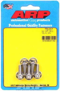 ARP 6mm x 1.00 x 16mm UHL With 8mm Socket Head 5-Pack Bolt Kit, 12-Point Head S/S AR770-1017 Autofit