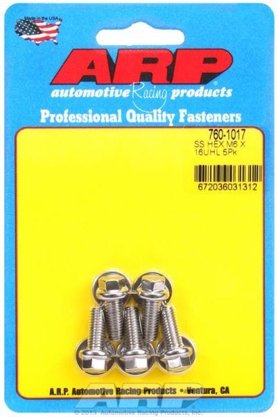 ARP 6mm x 1.00 x 16mm UHL With 8mm Socket Head 5-Pack Bolt Kit, Hex Head S/S AR760-1017 Autofit