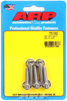 ARP 6mm x 1.00 x 25mm UHL With 8mm Socket Head 5-Pack Bolt Kit, 12-Point Head S/S AR770-1002 Autofit