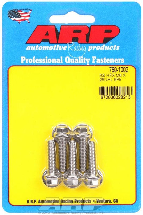 ARP 6mm x 1.00 x 25mm UHL With 8mm Socket Head 5-Pack Bolt Kit, Hex Head S/S AR760-1002 Autofit