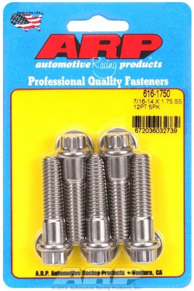 ARP 7/16" UNC x 1.750" UHL With 7/16" Socket Head 5-Pack Bolt Kit, 12-Point Head S/S AR616-1750 Autofit