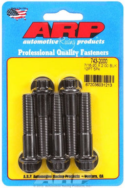 ARP 7/16" UNC x 2.000" UHL With 7/16" Socket Head 5-Pack Bolt Kit, 12-Point Head Black Oxide AR743-2000 Autofit