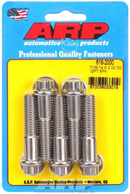 ARP 7/16" UNC x 2.000" UHL With 7/16" Socket Head 5-Pack Bolt Kit, 12-Point Head S/S AR616-2000 Autofit