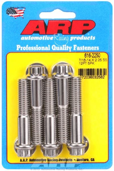 ARP 7/16" UNC x 2.250" UHL With 7/16" Socket Head 5-Pack Bolt Kit, 12-Point Head S/S AR616-2250 Autofit