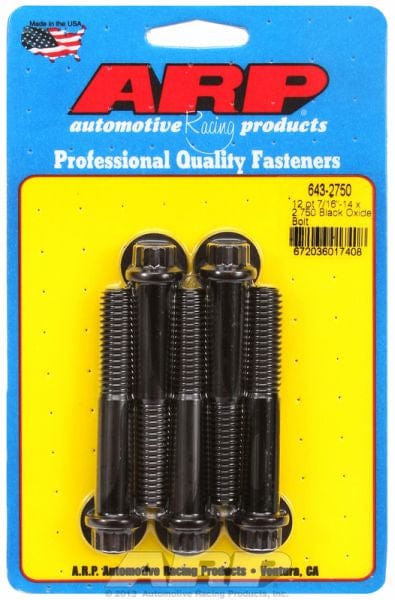 ARP 7/16" UNC x 2.750" UHL With 7/16" Socket Head 5-Pack Bolt Kit, 12-Point Head Black Oxide AR643-2750 Autofit