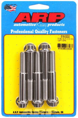 ARP 7/16" UNC x 3.000" UHL With 7/16" Socket Head 5-Pack Bolt Kit, 12-Point Head S/S AR616-3000 Autofit