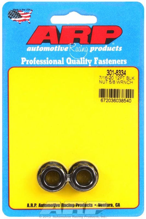 ARP 7/16" UNF Thread, 5/8" Socket (10-Pack) 12-Point Nut, Chrome Moly Black Oxide AR301-8334 Autofit