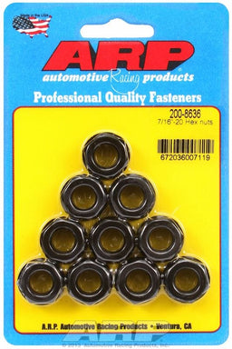 ARP 7/16" UNF Thread x 11/16" Socket (10-Pack) Hex Nut With Flange, Chrome Moly AR200-8636 Autofit