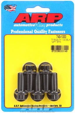 ARP 7/16" UNF x 1.000" UHL With 7/16" Socket Head 5-Pack Bolt Kit, 12-Point Head Black Oxide AR743-1000 Autofit