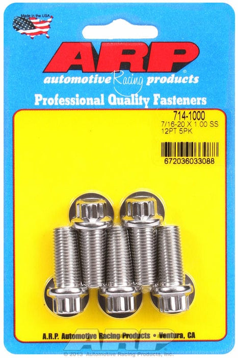 ARP 7/16" UNF x 1.000" UHL With 7/16" Socket Head 5-Pack Bolt Kit, 12-Point Head S/S AR714-1000 Autofit