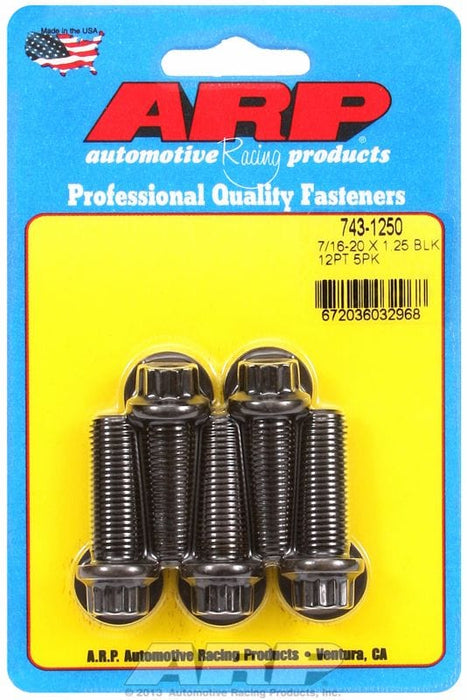 ARP 7/16" UNF x 1.250" UHL With 7/16" Socket Head 5-Pack Bolt Kit, 12-Point Head Black Oxide AR743-1250 Autofit