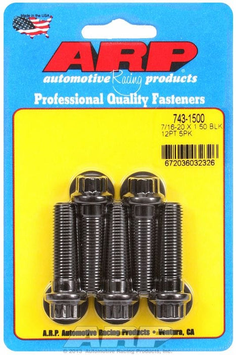 ARP 7/16" UNF x 1.500" UHL With 7/16" Socket Head 5-Pack Bolt Kit, 12-Point Head Black Oxide AR743-1500 Autofit
