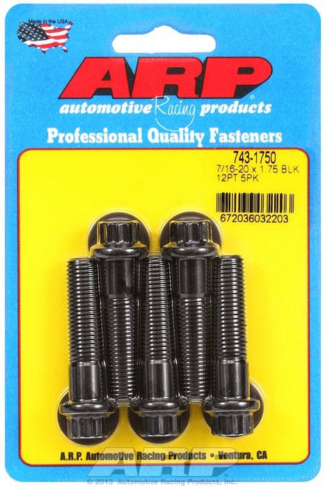 ARP 7/16" UNF x 1.750" UHL With 7/16" Socket Head 5-Pack Bolt Kit, 12-Point Head Black Oxide AR743-1750 Autofit
