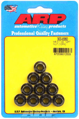 ARP 8mm X 1.00 Thread, 10mm Socket (10-Pack) 12-Point Nut, Chrome Moly Black Oxide AR300-8360 Autofit