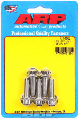 ARP 8mm x 1.25 x 25mm UHL With 10mm Socket Head 5-Pack Bolt Kit, 12-Point Head S/S AR771-1002 Autofit
