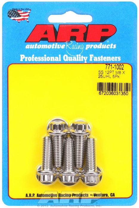 ARP 8mm x 1.25 x 25mm UHL With 10mm Socket Head 5-Pack Bolt Kit, 12-Point Head S/S AR771-1002 Autofit