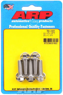 ARP 8mm x 1.25 x 25mm UHL With 10mm Socket Head 5-Pack Bolt Kit, Hex Head S/S AR761-1002 Autofit