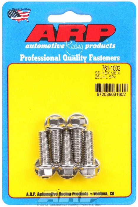 ARP 8mm x 1.25 x 25mm UHL With 10mm Socket Head 5-Pack Bolt Kit, Hex Head S/S AR761-1002 Autofit