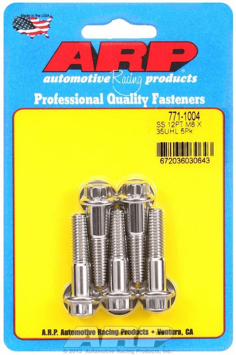 ARP 8mm x 1.25 x 35mm UHL With 10mm Socket Head 5-Pack Bolt Kit, 12-Point Head S/S AR771-1004 Autofit