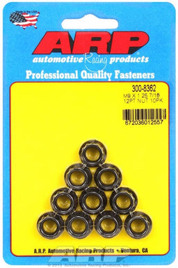 ARP 9mm X 1.25 Thread, 11mm Socket (10-Pack) 12-Point Nut, Chrome Moly Black Oxide AR300-8362 Autofit