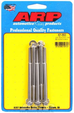 ARP fasteners 1/4" UNC x 3.000" UHL With 5/16" Socket Head 5-Pack Bolt Kit, Hex Head S/S AR621-3500 Autofit